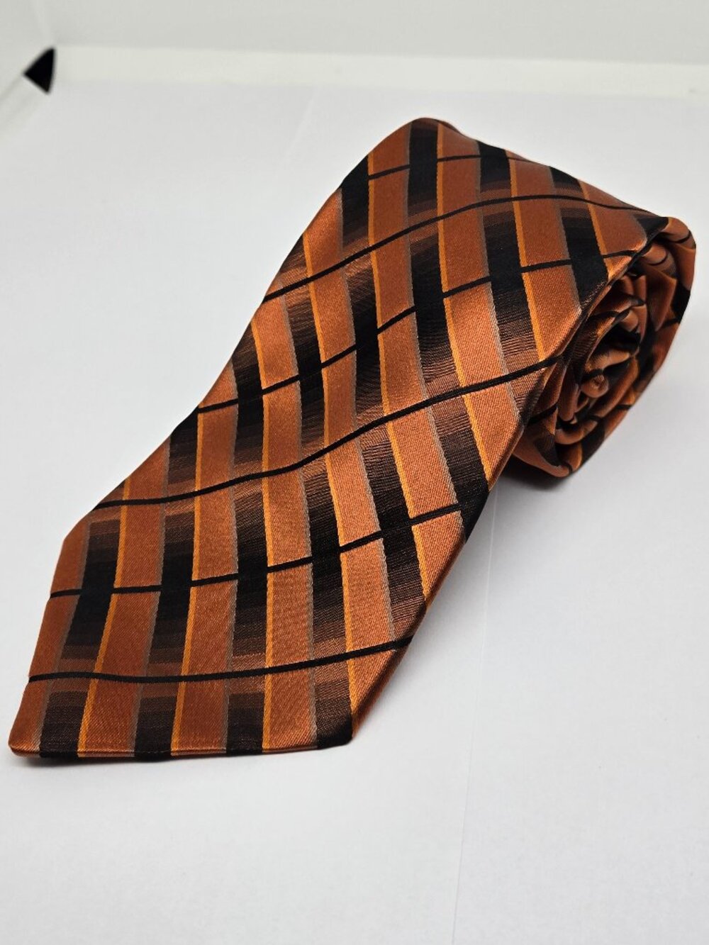 Statements by BT Mens Woven Silk Tie, Orange / Rust, Black